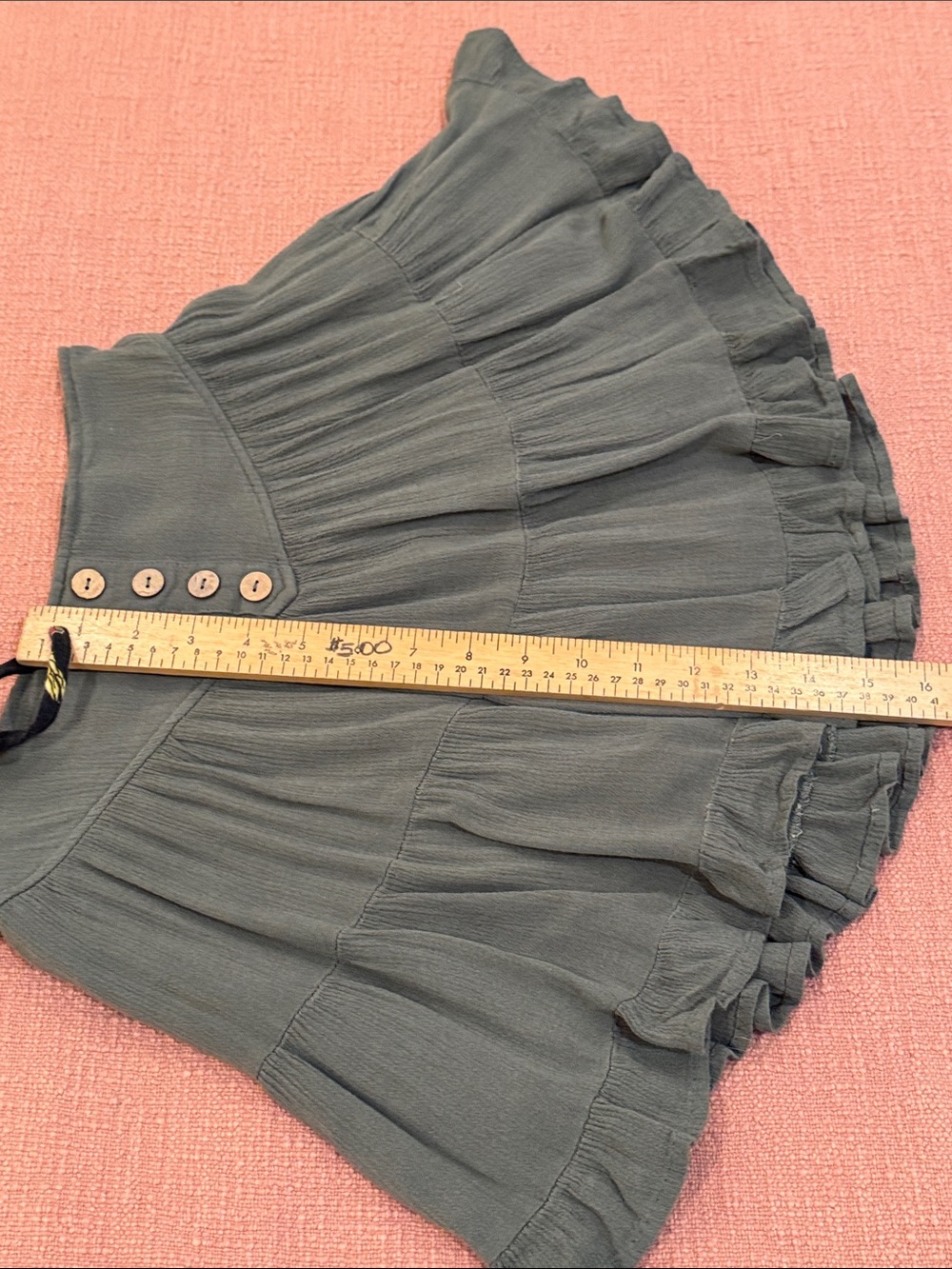 ILLA ILLA small green Tiered Ruffle lined Mini Skirt - Picture 9 of 11